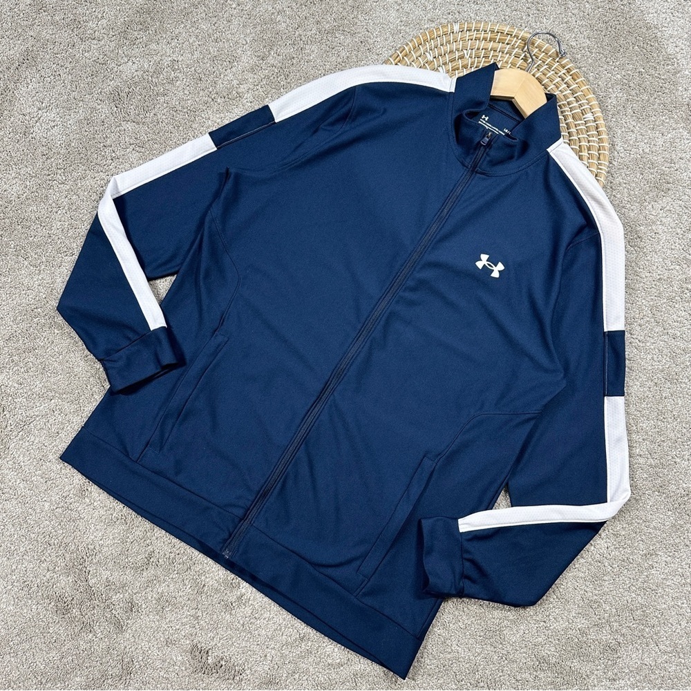 Under Armour Men’s Twister Logo Full-Zip Track Jacket Longsleeve Outdoor Navy L